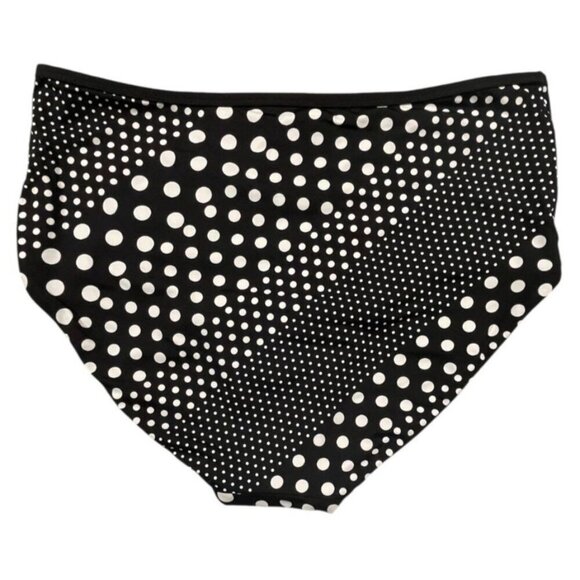 Lands’ End Reversible High-Waisted Bikini Bottom Black Polka Dot Size 12 NWT - Picture 3 of 9
